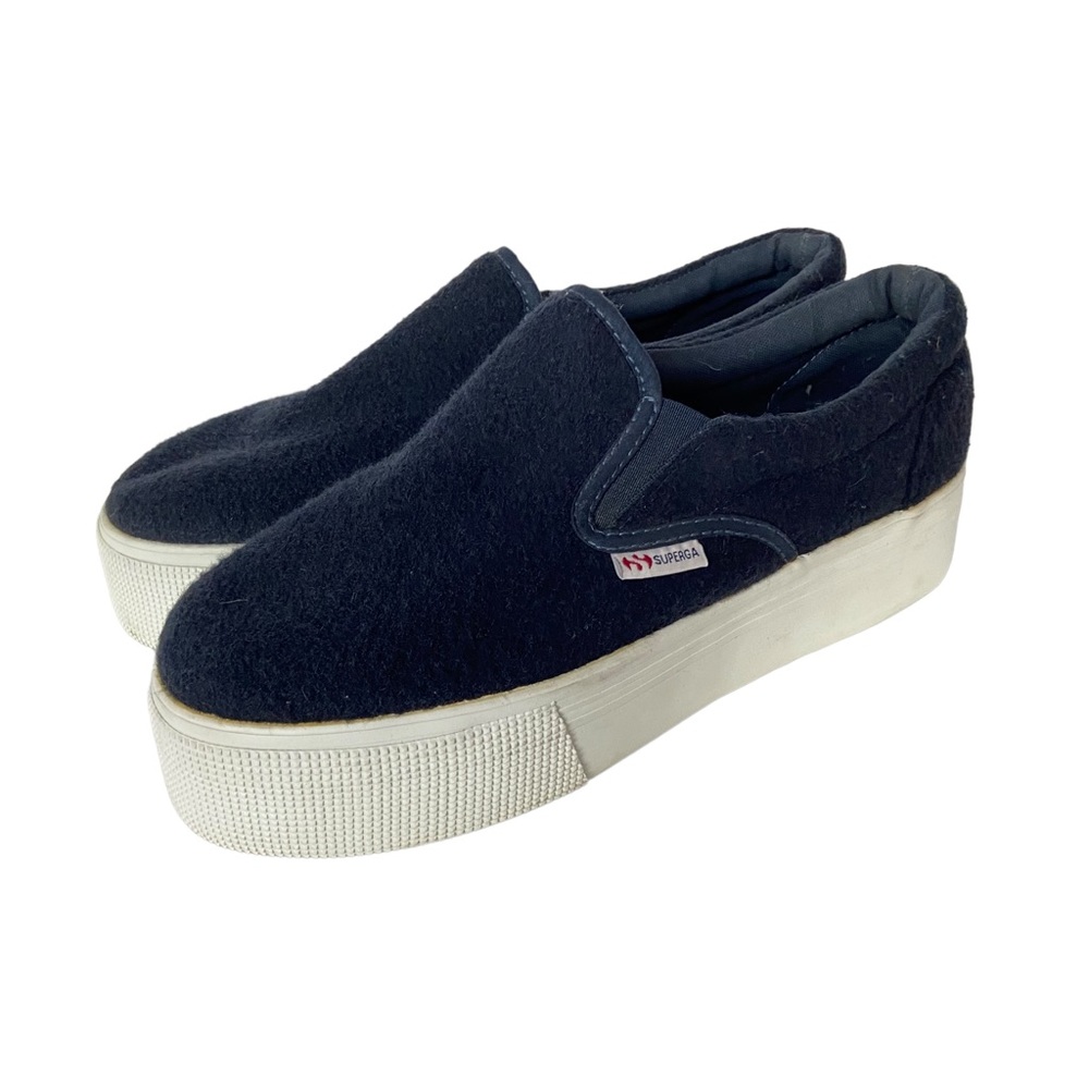 Superga Platform Black Fabric Slip On Sneakers Size 37.5 (Women's Size 7) - Picture 2 of 10